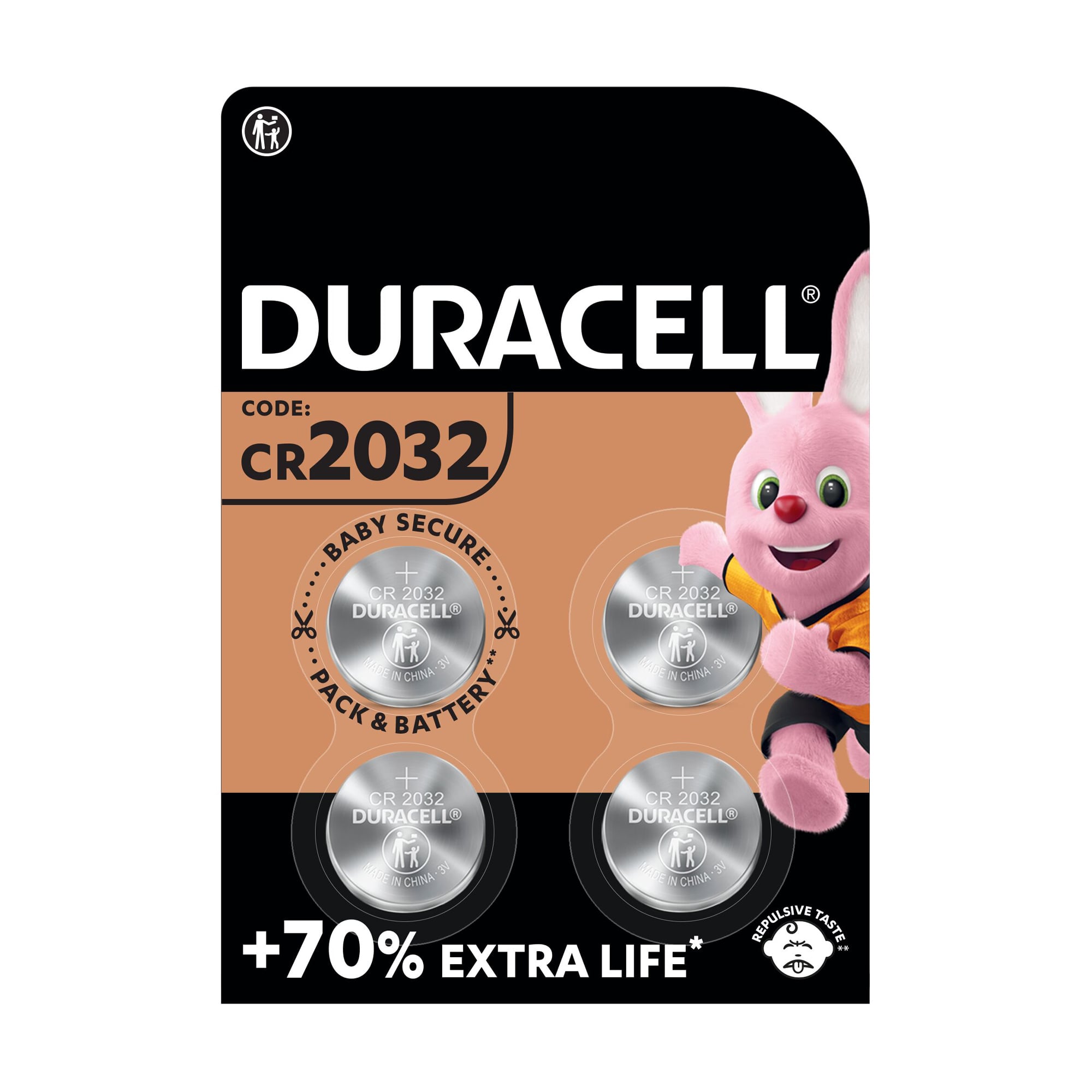 Літієві батарейки Duracell 3V 2032 монетного типу, 4 шт